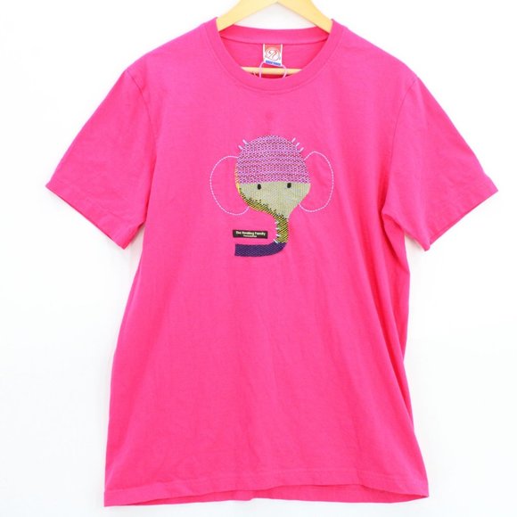 Vintage No Problem T-Shirt Men's Pink Short Sleeve Elephant Embroidered Logo L - Picture 1 of 9
